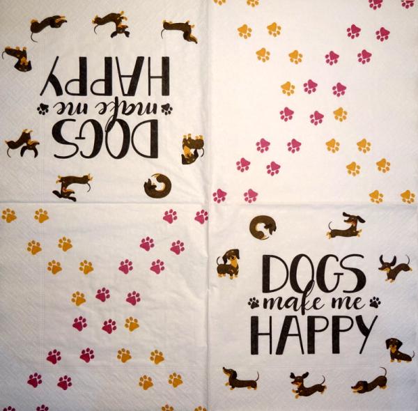 HUN-014 Hunde - 3-lagig - Paper Design - Dogs make me Happy